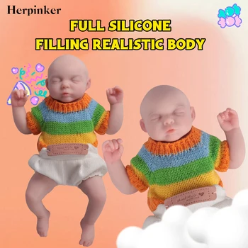 Herpinker 27cm 0.63 kg Tam Vücut Silikon Yeniden Doğmuş Bebek Bebek Tam Vücut Kızlar Yumuşak Bebek DIY Boş çocuk oyuncakları
