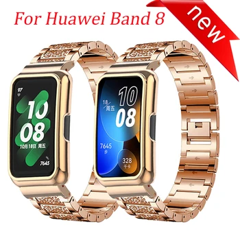 Metal Elmas saat kayışı İçin Huawei Band 8 7 6 watchband Aksesuarları Askı Koruyucu Kapak Onur band 7 6 Bileklik Correa