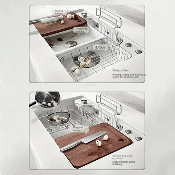 Basit Beyaz mutfak lavaboları Japon Mutfak Aksesuarları Bulaşık Süzgeç Büyük Tek yuvalı Ev Lavabo Paslanmaz Çelik Sanat Havzası