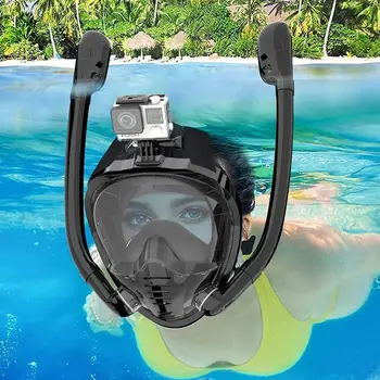 Panoramik Görünüm Şnorkel Yüzme 2 Şnorkel Anti-Sis Sızdırmaz Tam Yüz Silikon dalış gözlüğü Solunum dalış maskesi