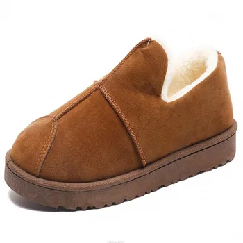 2023 Kürk Sıcak Loafer'lar Yeni Kış Kadın Patik Kadın Flats Peluş Bayan Botları Rahat Slip-on kar ayakkabıları Zapatos De Mujer