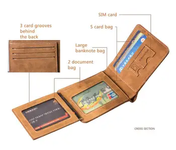 Moda Rahat Kare Kısa Çok fonksiyonlu Anti-hırsızlık Yaratıcı Mat Genişletilebilir Erkek kartlıklı cüzdan KİMLİK Penceresi ile