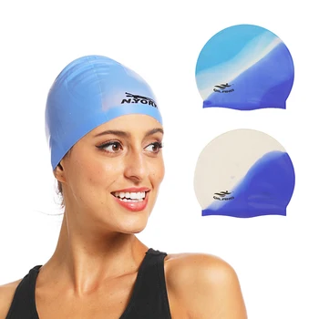 2023 Silikon Yüzme Kap Yetişkin Su Geçirmez Yaz yüzme havuzu Kap Elastik Kulakları Korumak Uzun Saç Renkli Dalış Şapka