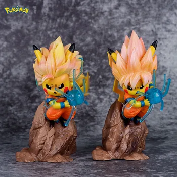 12 cm Pokemon Pikachu Çünkü Goku dragon topu Saiyan Süper Üç Iki Formu S Versiyonu Sahne Pvc Modeli Anime Aksiyon Figürü Kawaii Oyuncaklar