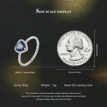 WOSTU Gerçek 925 Ayar Gümüş Vintage Kalp Yüzük Kadınlar Için Renkli Zirkon düğün takısı Doğum Günü Hediyeleri