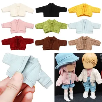 Çocuklar DIY Renkli Bebek Aksesuarları Soyunma Giysileri 1/12 Bebek Hırka Mini Örme Kazak Üstleri rahat elbise