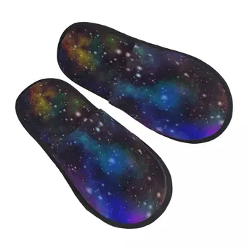 Peluş kapalı terlik Galaxy bulutsusu gece yıldızlı gökyüzü sıcak yumuşak ayakkabı ev ayakkabı sonbahar kış