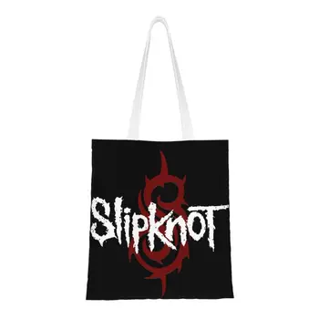 Ağır Metal Rock Grubu Slipknots Bakkal alışveriş çantası Baskı Tuval Alışveriş kol çantası Çanta Büyük Kapasiteli Dayanıklı Çanta
