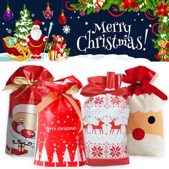10 ADET Mutlu noel hediyesi Çanta Santa Çuval Noel Ağacı Ambalaj Poşetleri Mutlu Yeni Yıl Noel Draje Şeker Torbaları Navidad 2023