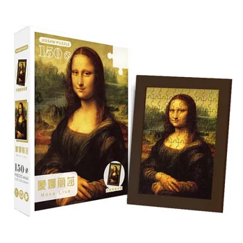 MaxRenard Yapboz Bulmacalar 150 Adet FOTOĞRAF ÇERÇEVESİ İLE 10*15cm Da Vinci Mona Lisa Kağıt Montaj Boyama Sanat Oyuncaklar Hediyeler