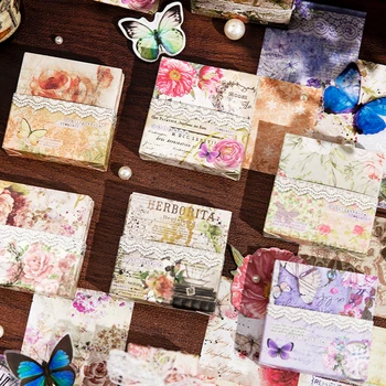 200 adet El Yazısı Mektup Çiçek Malzeme Kağıt Önemsiz Günlüğü Planlayıcısı kraft el işi kağıdı Scrapbooking Vintage Dekoratif DIY not kağıdı