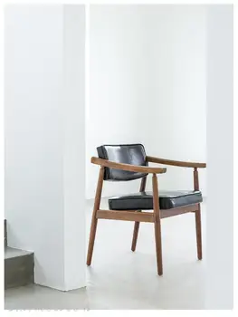 Özel İskandinav katı ahşap Başkanlık Koltuğu Yemek Sandalyesi Japon Masa Sandalye Müzakere Kol Dayama Bilgisayar tasarım sandalye Retro