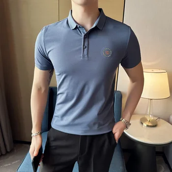 Kore tarzı moda erkek Polo tişört kısa kollu işlemeli Logo Polo Gömlek / polo homem