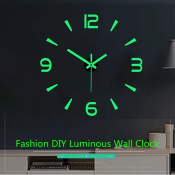 40CM DIY Aydınlık duvar saatleri Ev Dekor Akrilik Moda Modern Kuvars Saatler Oturma Odası dekorasyon çıkartması reloj pared