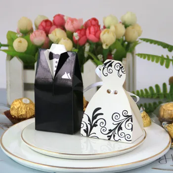 10 adet Yaratıcı Düğün şeker kutusu Gelin Damat Şeker Torbaları Misafirler için Rustik boda Düğün Dekor Düğün için Mr ve Mrs Düğün Aşk