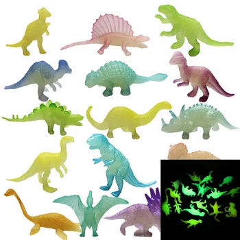 12/16 Adet Mini Aydınlık Dinozorlar Karanlık Jurassic Dino Oyuncaklar Yenilik Modeli Çocuklar için Doğum Günü Partisi İyilik Erkek Kız Hediyeler