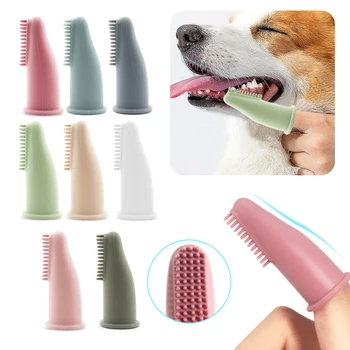 Köpek Süper Yumuşak Pet Parmak Diş Fırçası Diş Temizleme Kötü Nefes Bakımı Toksik Olmayan Silikon Diş Fırçası Aracı Köpek Kedi Temizlik Malzemeleri