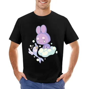 Tavşan ve balık T-Shirt kawaii giyim t shirt erkekler