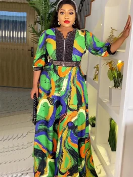 Artı Boyutu Afrika Parti Uzun Elbiseler Kadınlar için 2023 Yeni Dashiki Ankara Baskı Abiye giyim Türkiye Kıyafetler Elbise Afrika Giyim