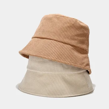 Unisex Sonbahar Kış Klasik Kadife Kova Şapka Açık Panama Harajuku Balıkçılık Kova Şapka Kadın Erkek Rahat Kap Şapka