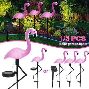 Güneş Flamingo ışık IP55 su geçirmez LED pembe Flamingo kazık ışık açık peyzaj zemin lambası bahçe parkı yolu dekor