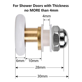 12 ADET 27Mm duş kapısı Silindirleri Banyo Cam Sürgülü Kapı Kasnakları Tekerlekler Ultra Sessiz Duş cam kapi Silindirleri
