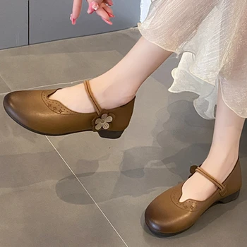 2023 Sonbahar Kore Versiyonu Pompaları gündelik kadın ayakkabısı Sığ Ağız Düz Dipli Yuvarlak Burunlu Ayakkabı