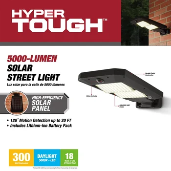 5000 Lümen Hareket Sensörü Güneş Sokak Lambası Hava Koşullarına Dayanıklı Kolayca monte edilebilir / Kablo gerektirmez