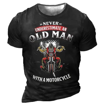 Yaz Motosiklet erkek t-shirtü Motor Biker 3d Baskı Vintage Kısa Kollu Yaşlı Adam Tee Gömlek Homme Moto T-shirt Yarış Camiseta