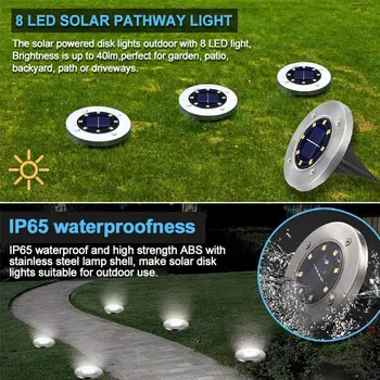8 LED güneş enerjili Disk ışıkları açık su geçirmez bahçe yeraltı algılama peyzaj ışıkları Yard güverte çim veranda yolu