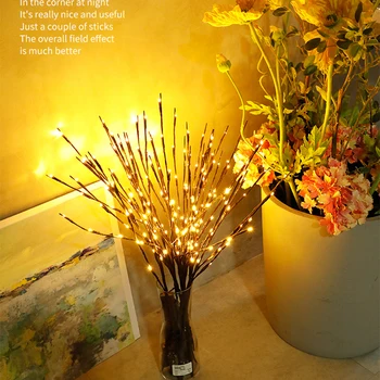 20 LED ışık Simülasyon Orkide Şube Işık Vazo Dolgu Çiçek Söğüt Dalı Peri İşık Garland Ev Partisi Noel Dekorasyon