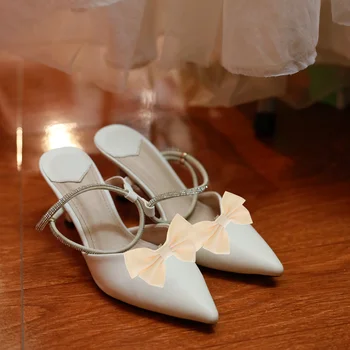 2 Adet Yay ayakkabı tokası Aksesuarları Şerit Klipleri Elbise Ayakkabı Kadın Topuklu Düğün DIY Tokaları Kravat