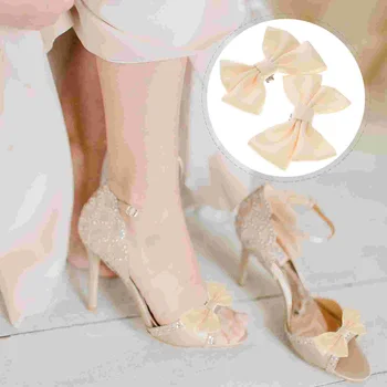 2 Adet Yay ayakkabı tokası Aksesuarları Şerit Klipleri Elbise Ayakkabı Kadın Topuklu Düğün DIY Tokaları Kravat