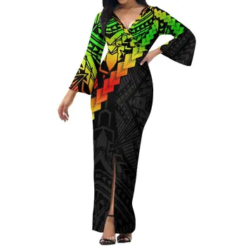 Yeni V Yaka Tasarım Özel Polinezya uzun elbise Tatil uzun elbise Büyük Atış Parti Elbise Yaz kadın elbise 2023 kadın Elbise