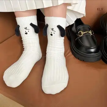 Bayan İnce Pamuklu Çoraplar, Ayak Bileği Çoraplarının Üstünde Pamuklu Yumuşak Patik Çoraplar, Hayvan Köpek Kulak Buzağı Çorapları