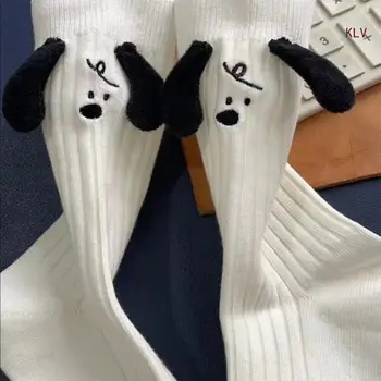 Bayan İnce Pamuklu Çoraplar, Ayak Bileği Çoraplarının Üstünde Pamuklu Yumuşak Patik Çoraplar, Hayvan Köpek Kulak Buzağı Çorapları
