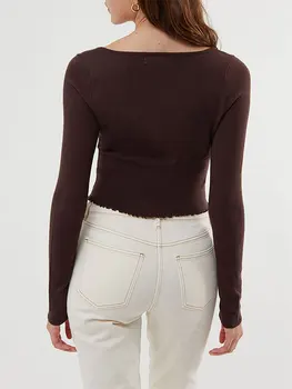 Kadın Y2k Peri Grunge Grafik Tees Estetik Vintage Uzun Kollu T Shirt Genç Kızlar Slim Gömme Üstleri Streetwear