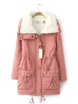 Kadın Ceket Kış Büyük Boy pamuklu ceket Orta Uzunlukta Kuzu Kaşmir Kalınlaşma Palto Sıcak Üstleri Kış Ceket Kadınlar için
