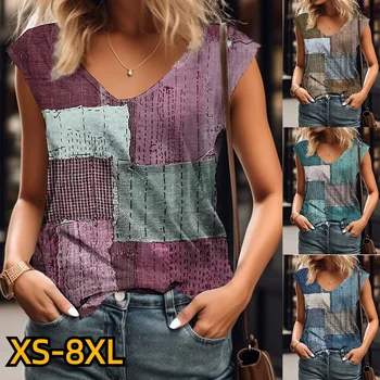2023 Seksi Nadas Kolsuz Kazak V Yaka Zarif Giysiler Moda Tee Gömlek Yaz Vintage En Yeni Tasarım baskılı tişört