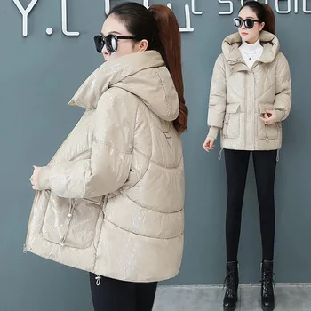 Kış Kadın Ceket Palto Parkas 2023 Yeni Kadın Aşağı Pamuk Ceketler Kapşonlu Palto Kalın Sıcak Rüzgar Geçirmez Rahat Öğrenci Ceket