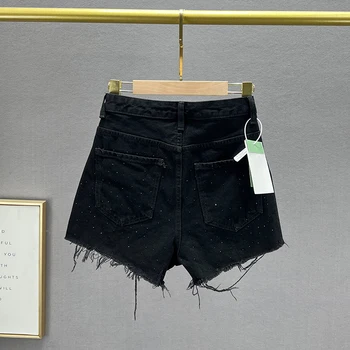 Yırtık Kot şort kadın Moda Yaz Moda Yüksek Bel İnce kısa pantolon Avrupa Sıcak Sondaj A-Line Geniş Bacak Sıcak Pantolon