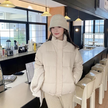 5 Renkli Katı Aşağı Pamuk Koreli Kadın Kısa Boy 2023 Kış Yeni Kalınlaşmış Kapüşonlu Ceket Moda Rahat Gevşek Palto