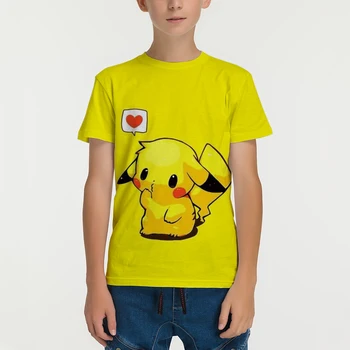 Pikachu Yetişkin T Shirt Pokemon Kawaii Karikatür Tees Gömlek Bebek Yaz Üstleri Anime Çocuk Giysileri Erkek Kız kısa kollu tişört