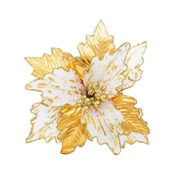 Yapay çiçek İç Dekorasyon Yüksek Kaliteli Kumaş yapay çiçekler Gerçekçi Altın Noel Çiçek Alışveriş için