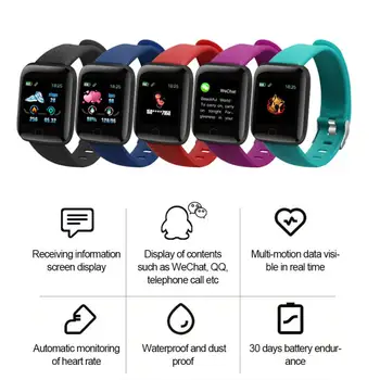 116 Artı akıllı saat Renkli Ekran Kalp Hızı Kan Basıncı bluetooth İzleme IP67 Su Geçirmez Spor akıllı bilezik