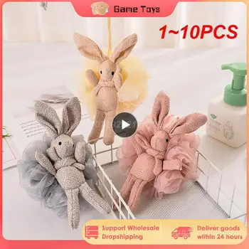 1~10 ADET Güzel Banyo İsteyen Tavşan Tasarım Banyo Topları Bebek Banyo Süngeri Vücut Masajı Temizleme duş fırçası Çocuklar Yetişkin Cilt