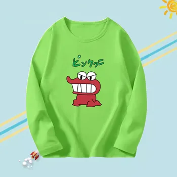 2023 Çocuğun Uzun Kollu T-Shirt Çocuklar Sonbahar Tee Üstleri Çocuk Bahar Pamuk Tee Çocuklar Komik Dinozor T-shirt