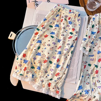 Yaz Pijama kadın Yaz 2023 Yeni Modal Buz İpek Kısa Kollu Göğüs Pedi İle İnternet Popüler Büyük Boy Ev Giysileri