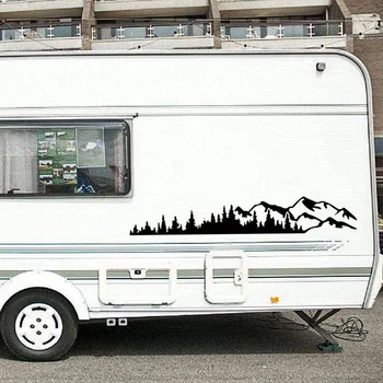 RV Karavan Yan Gövde Pencere TAMPON çıkartması Büyük Dağ Ağacı çıkartma Dekorasyon Araba RV için