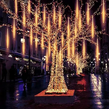 30/50cm Meteor Duş ışıkları Su Geçirmez Düşen Yağmur Damlası Peri Dize İşık Noel Tatili için Parti Veranda Düğün Dekorasyon